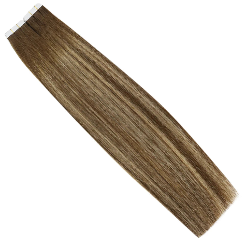 Virgin Remy Tape-In Hair Extensions – Invisible Injection Tape, Double Drawn, Natural Straight (20pcs)