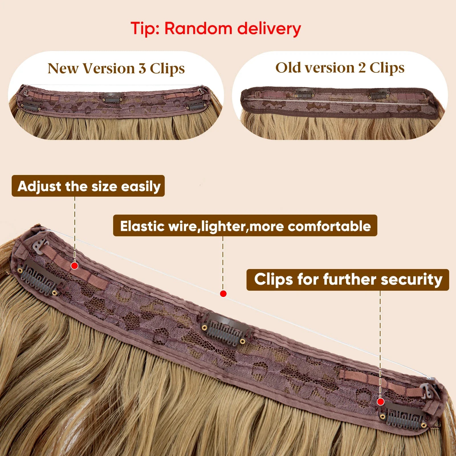 Silkara™ Secret Halo Extensions 16, 20, 24 inches (Wavy-2 Clips)