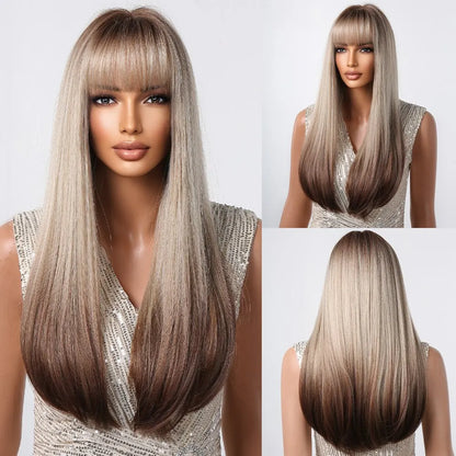 Black Long Straight Wig for Women – Heat Resistant Synthetic Daily & Cosplay Wig