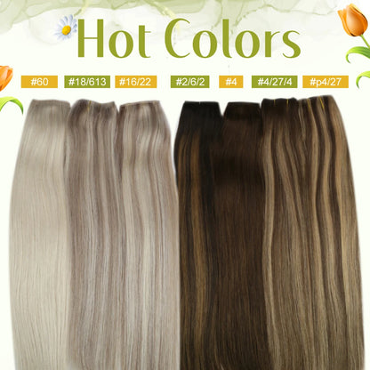 Invisible Wire Human Hair Extensions – One Piece Halo Weft with Clips (12–20”)