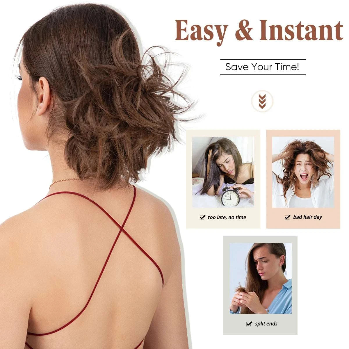 Silkara™  Messy Curly Chignon Hair Bun Extensions