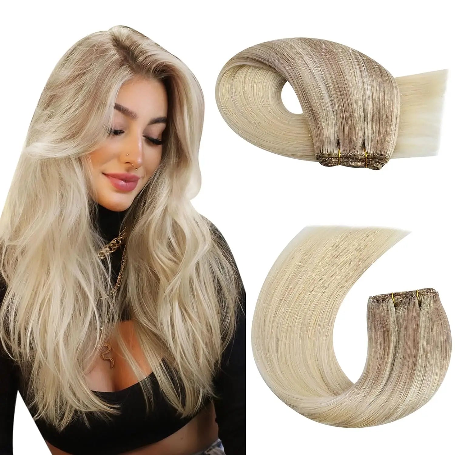 Machine Weft Human Hair Extensions – Straight Remy Hair Weaving Bundles 100g
