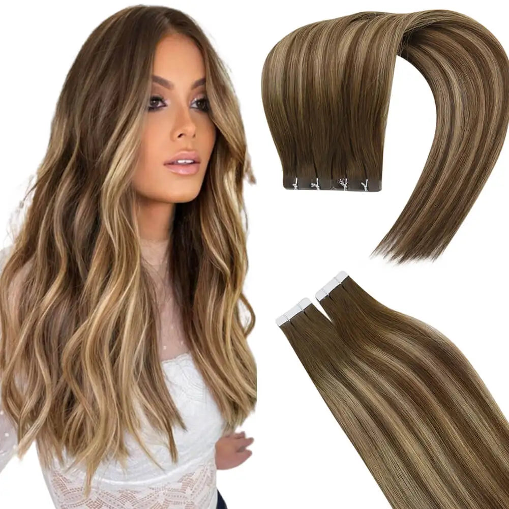 Virgin Tape-In Human Hair Extensions – Straight Remy Hair 2.5g/pc (14–24”)