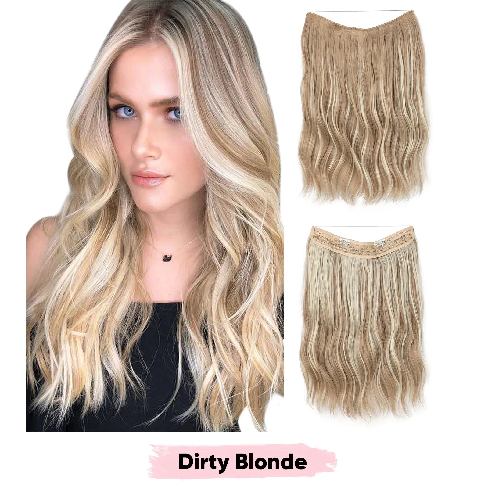 Silkara™ Secret Halo Extensions 16, 20, 24 inches (Wavy-2 Clips)