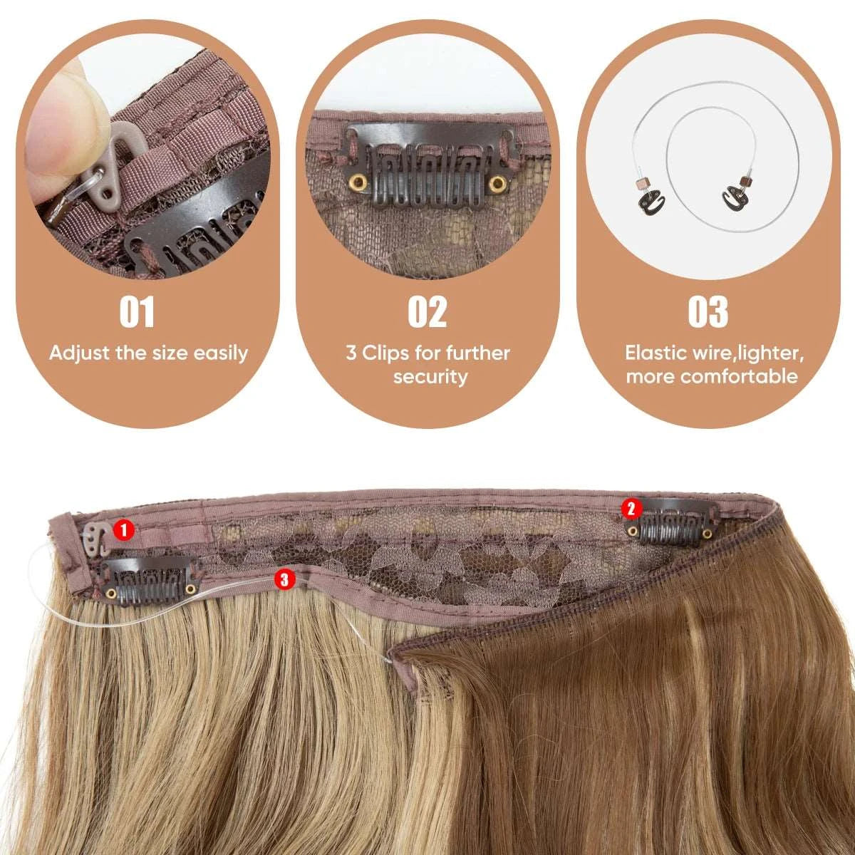 Silkara™ Halo Extensions (Wavy-3 Clips)