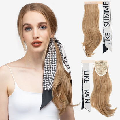 Silkara™ Premium Wavy Clip-In Ponytail Hair Extension – Wrap Around Synthetic Hairpiece (100g)