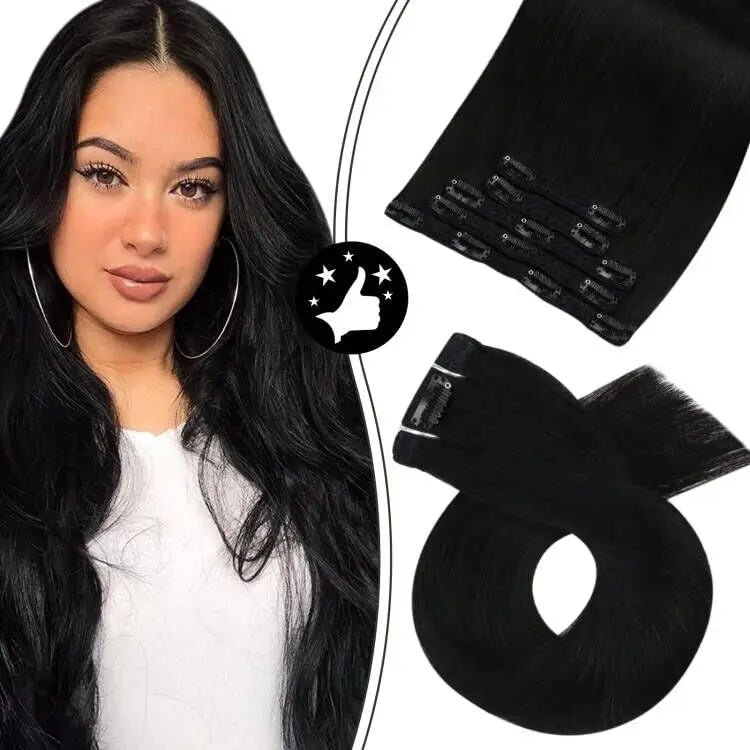 7-Piece Clip-In Human Hair Extensions – 16–24” Straight Remy Hair (105g)