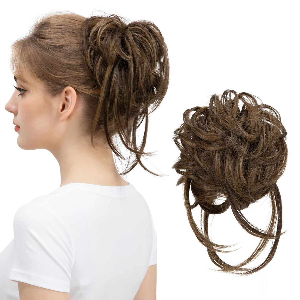 8.5-inch synthetic messy bun hairpiece in Coffee Brown shade