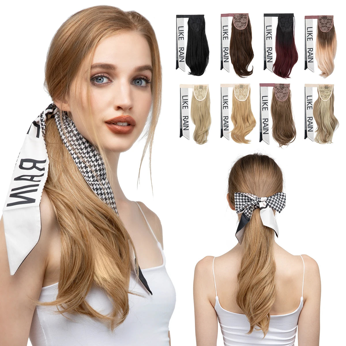 Silkara™ Premium Wavy Clip-In Ponytail Hair Extension – Wrap Around Synthetic Hairpiece (100g)