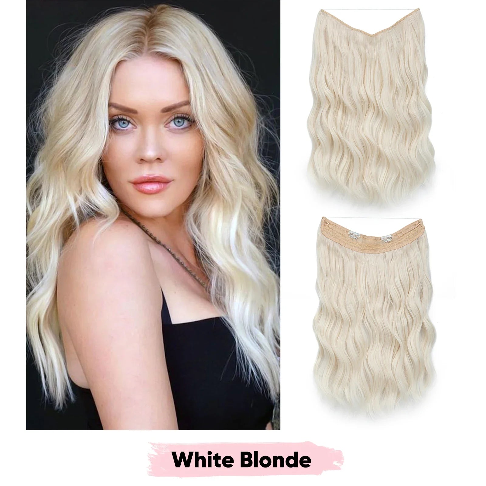 Silkara™ Secret Halo Extensions 16, 20, 24 inches (Wavy-2 Clips)