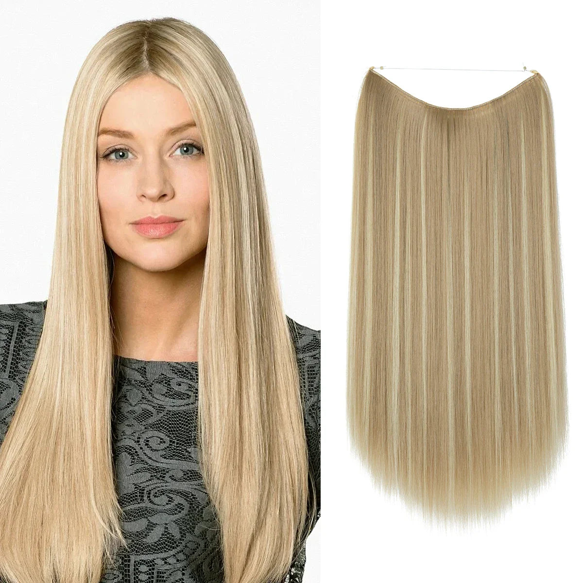 Silkara™ Secret Halo Hair Extensions 18, 22 Inches (Straight-No Clip)