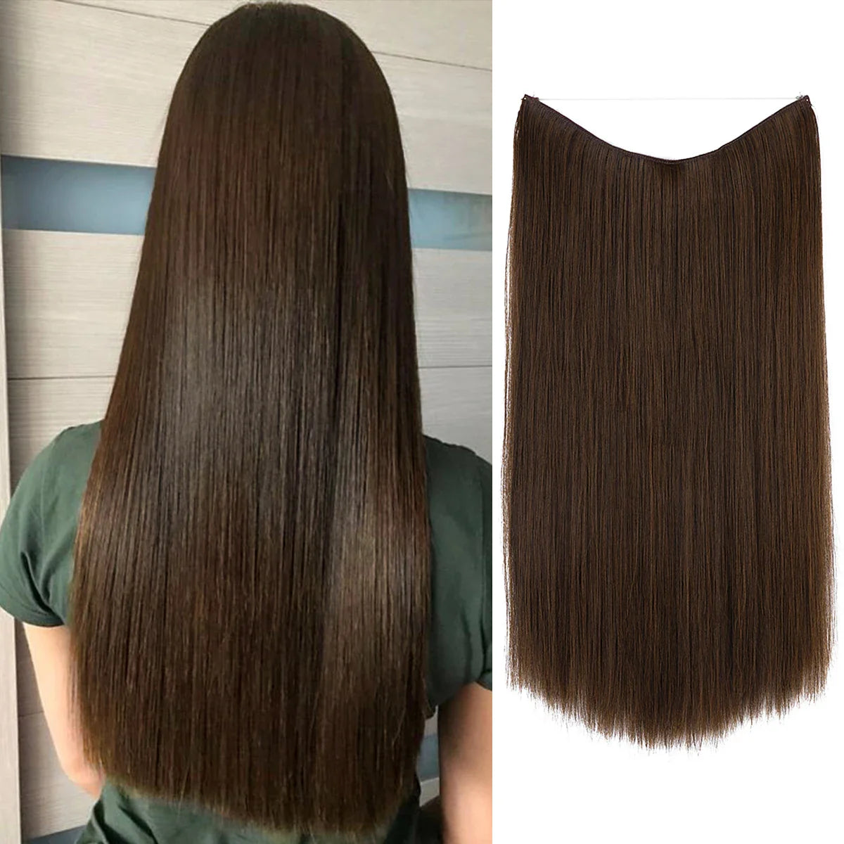 Silkara™ Secret Halo Hair Extensions 18, 22 Inches (Straight-No Clip)