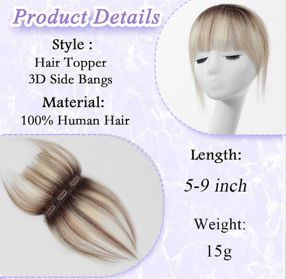 Ombre Bleach Blonde Clip-In Human Hair Bangs – 5” 3D Wispy Hairpiece for Women