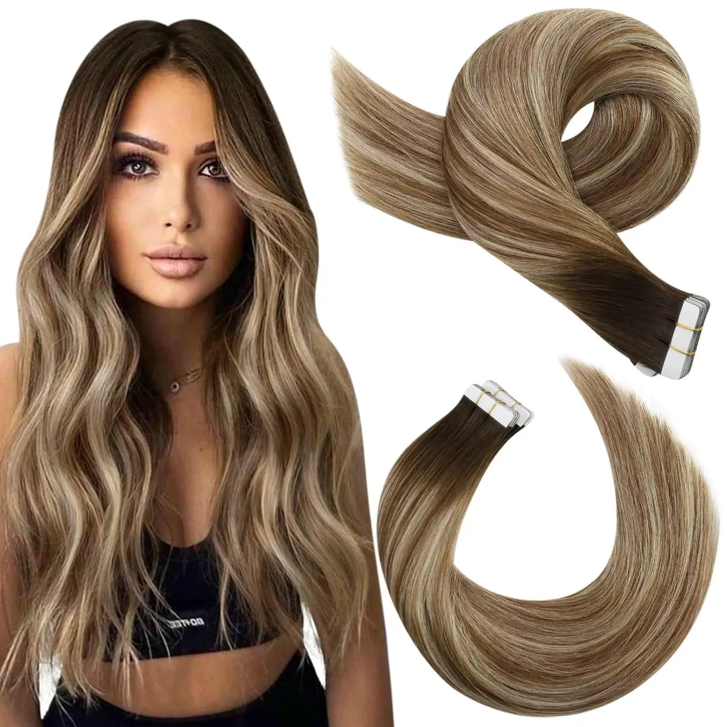 Premium Remy Human Hair Tape-In Extensions – 20 Pieces