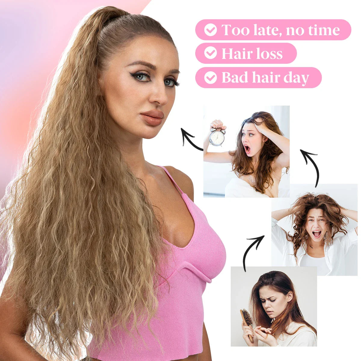 26-Inch Curly Clip-In Ponytail Extension – Voluminous Hairpiece for Instant Glam Look | Silkara™