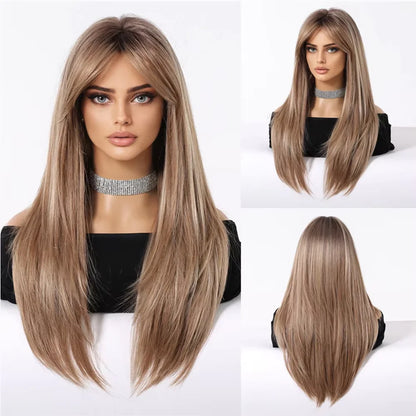Black Long Straight Wig for Women – Heat Resistant Synthetic Daily & Cosplay Wig