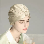 100% Mulberry Silk Bonnet – 22 Momme Double-Sided Silk Sleeping Cap for Hair Extensions & Curly Hair