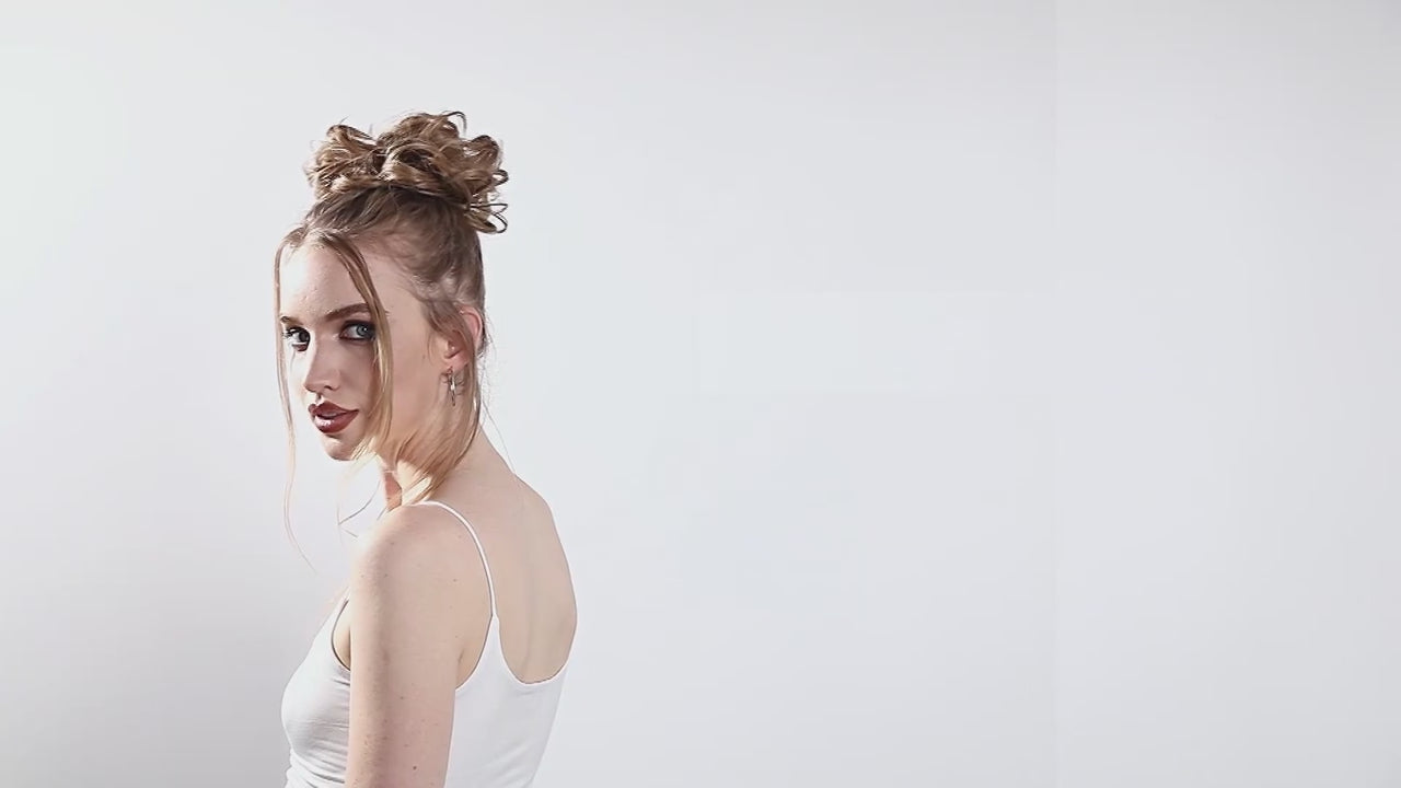 Load video: Silkara™  Messy Chignon Premium Big Curly Elastic Hair Scrunchies Bun