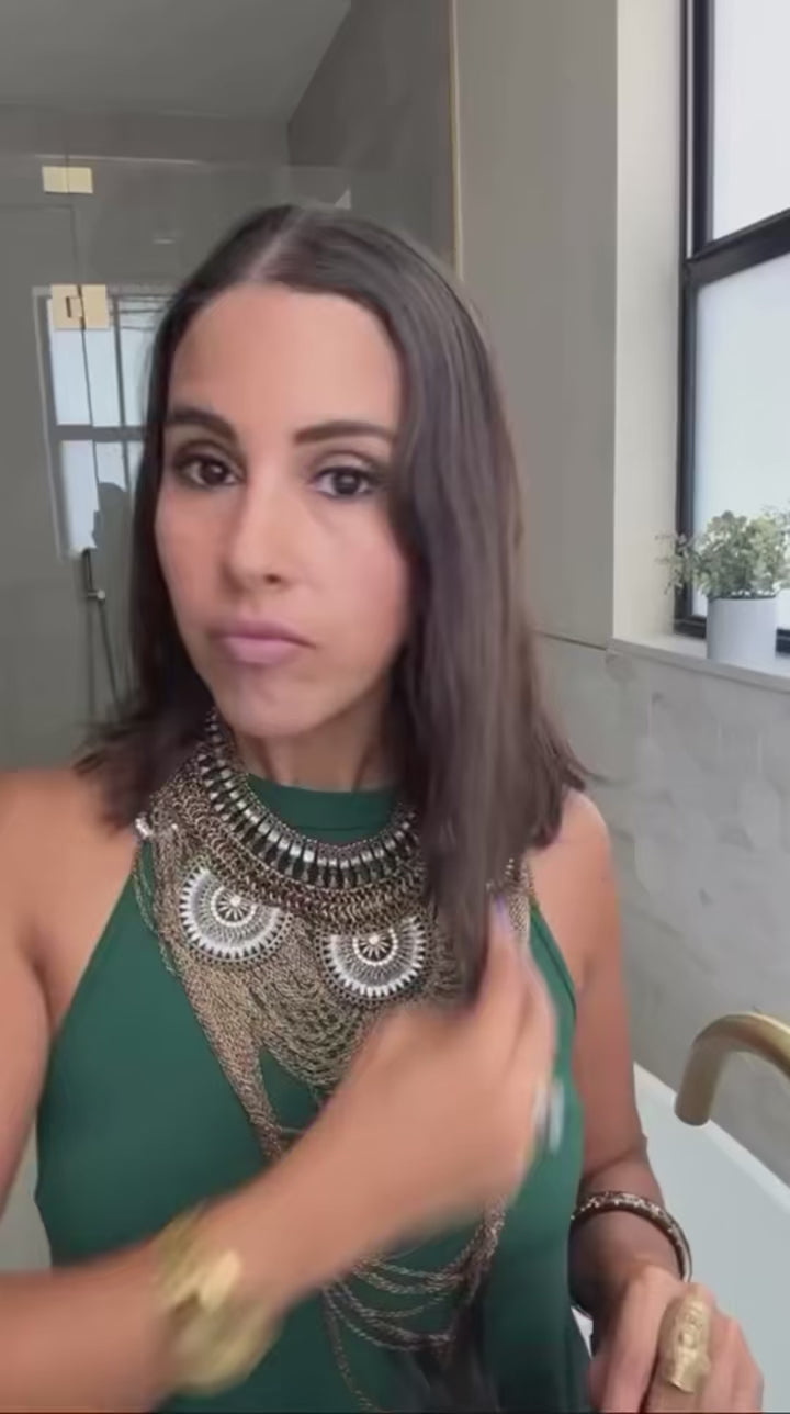 Load video: 12” Human Hair Topper – Swiss Silk Base, No Bangs, 60g Clip-In