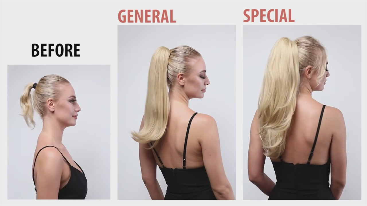 Load video: Silkara™ Ponytail Hair Extensions Claw Clip In (2 Shapes)