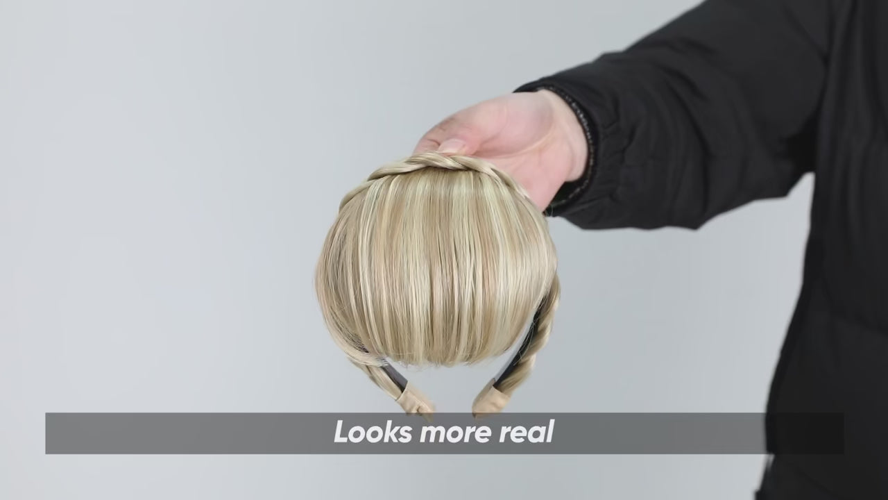 Load video: Silkara™ Hair Headband Bangs Extension Blunt Fringe