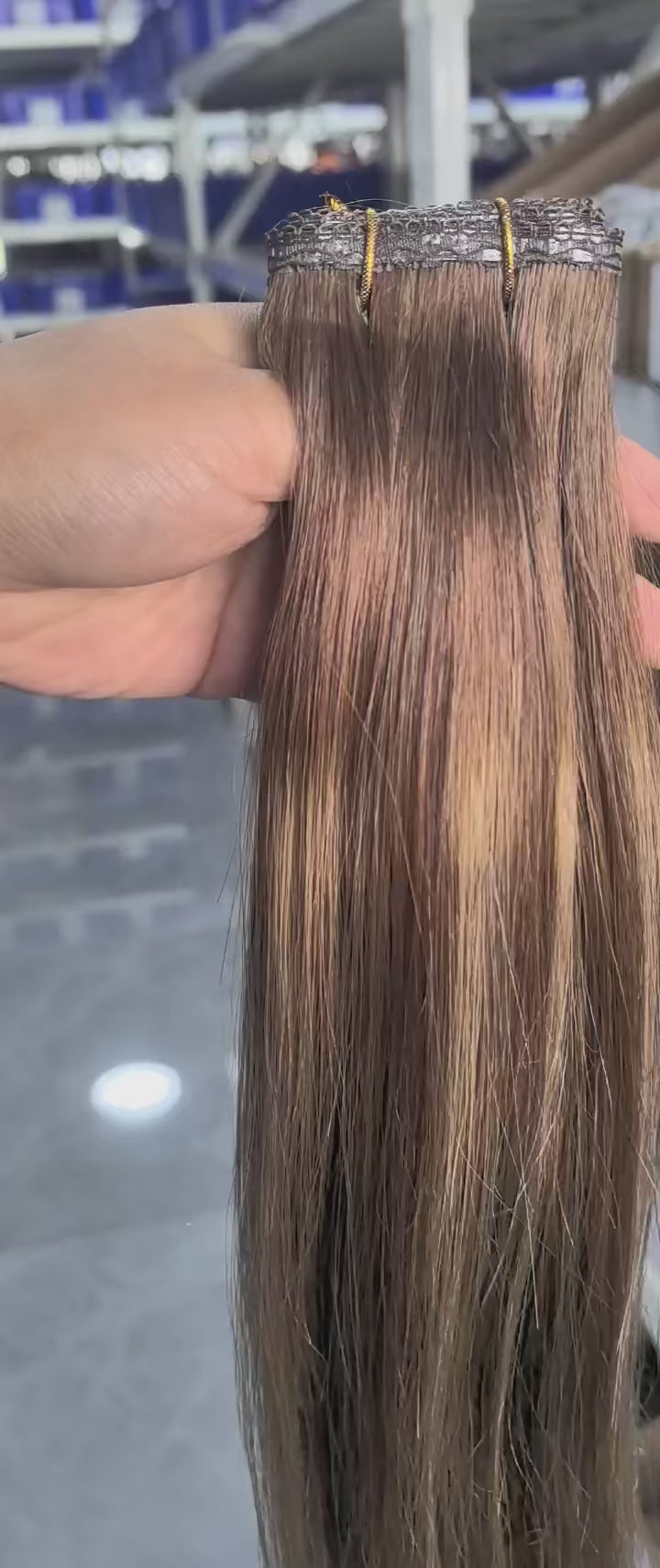 Load video: Flat Weft Human Hair Extensions – Soft Remy Sew-In Extensions with Lace Base