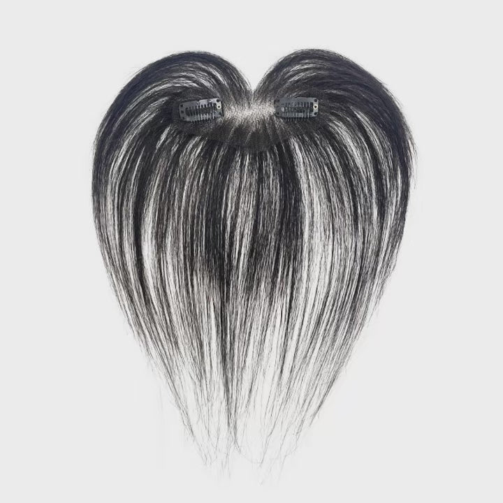 Load video: Human Hair Clip-In Bangs with Temple Lace Base – Remy Fringe Hair Topper