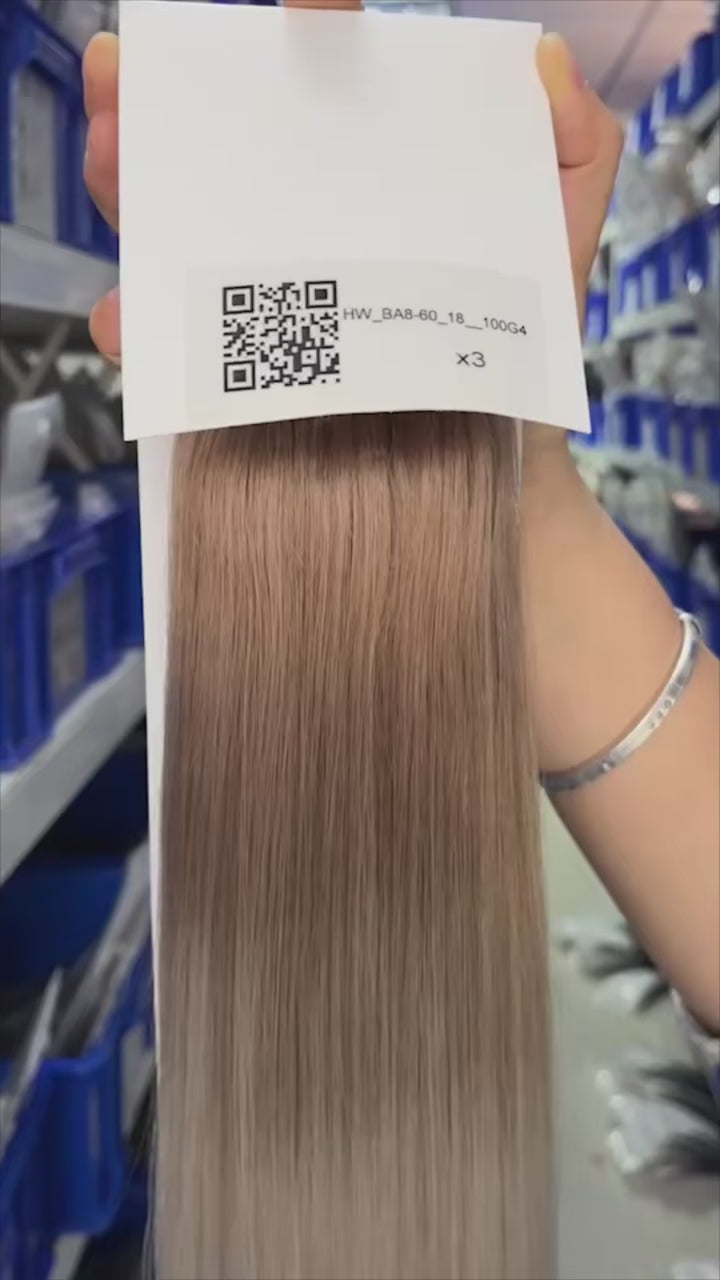 Load video: Machine Weft Human Hair Extensions – Straight Remy Hair Weaving Bundles 100g