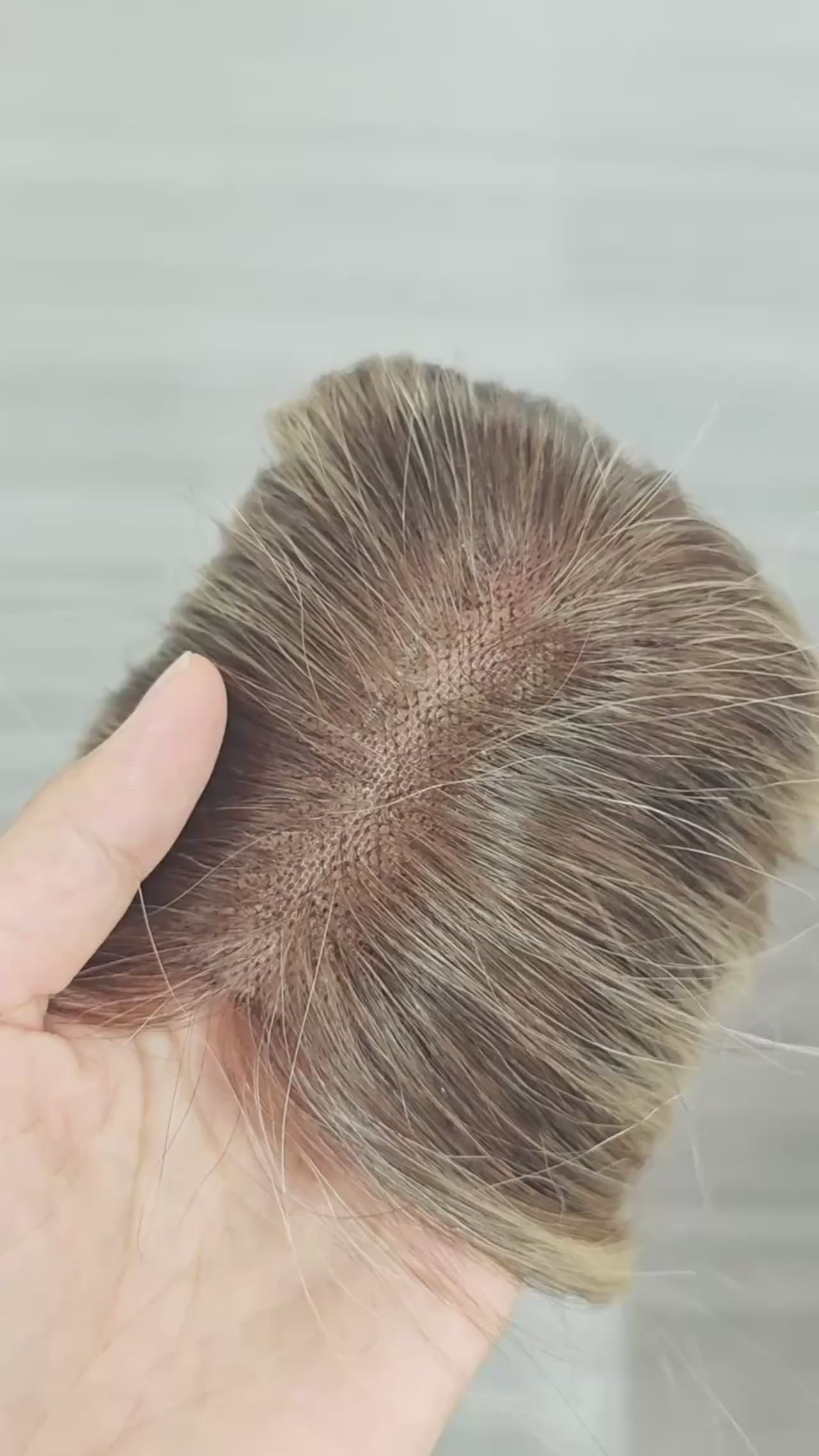 Load video: Ombre Ash Blonde Human Hair Topper | Silk Base Remy Hair Topper for Thinning Hair